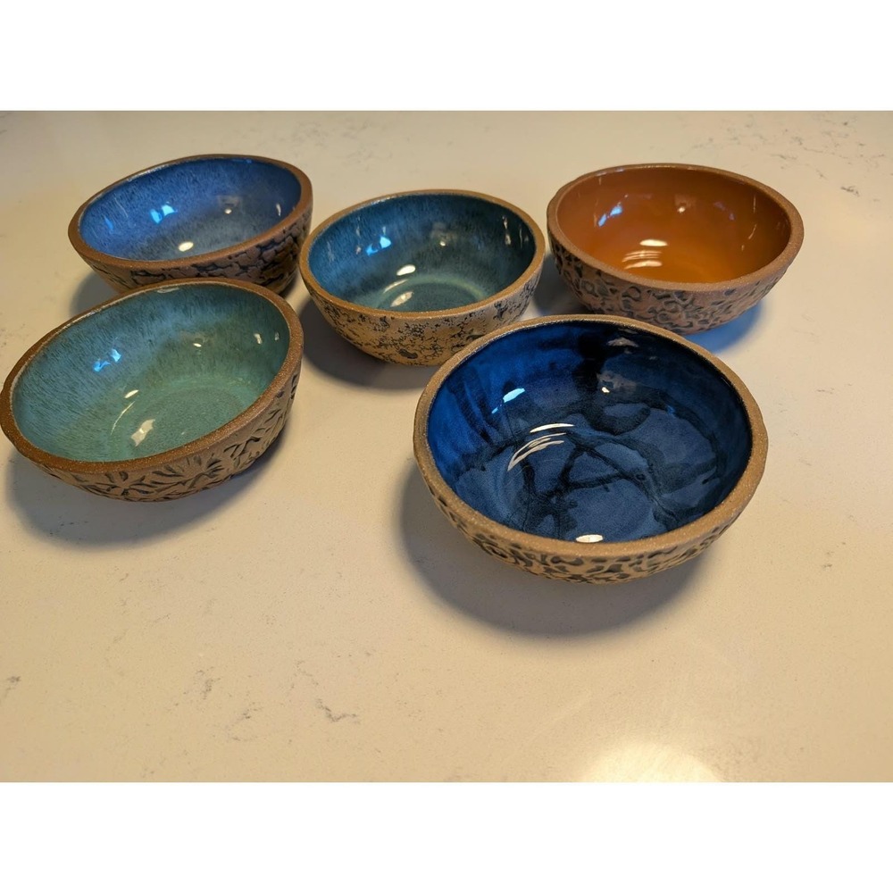 5 Vintage Mineral Spring Studios KB Smith Art Pottery Bowls Signed Vernon AZ USA
